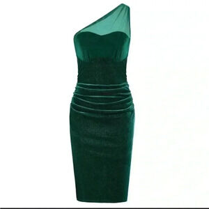 Grace Karin Women Mesh Patchwork Party Dress  Slim High Waist green Party Dress